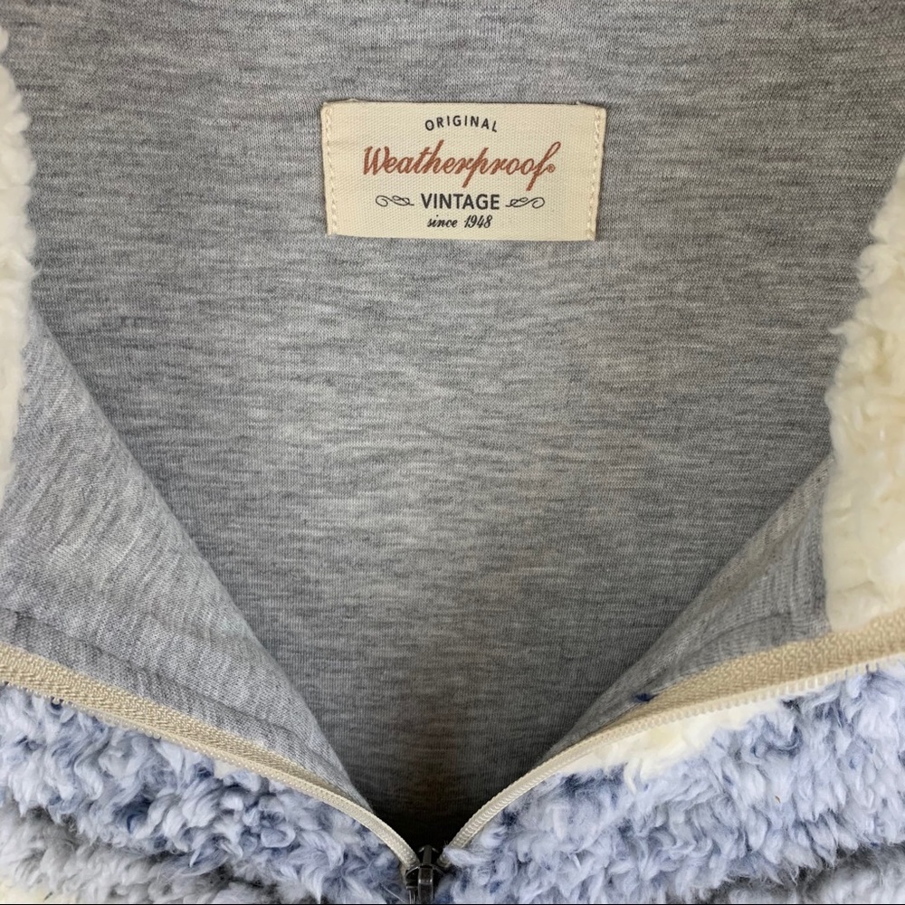 Weatherproof Cream Chevron 1/4 Zip Faux Fur Sherpa Lined Pullover Women’s Small - Picture 7 of 10